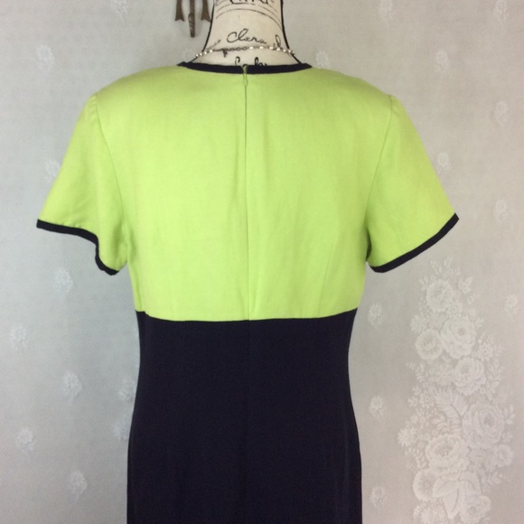 Lennie NY Lime Green Navy Linen Blend Dress 12 - Picture 7 of 11